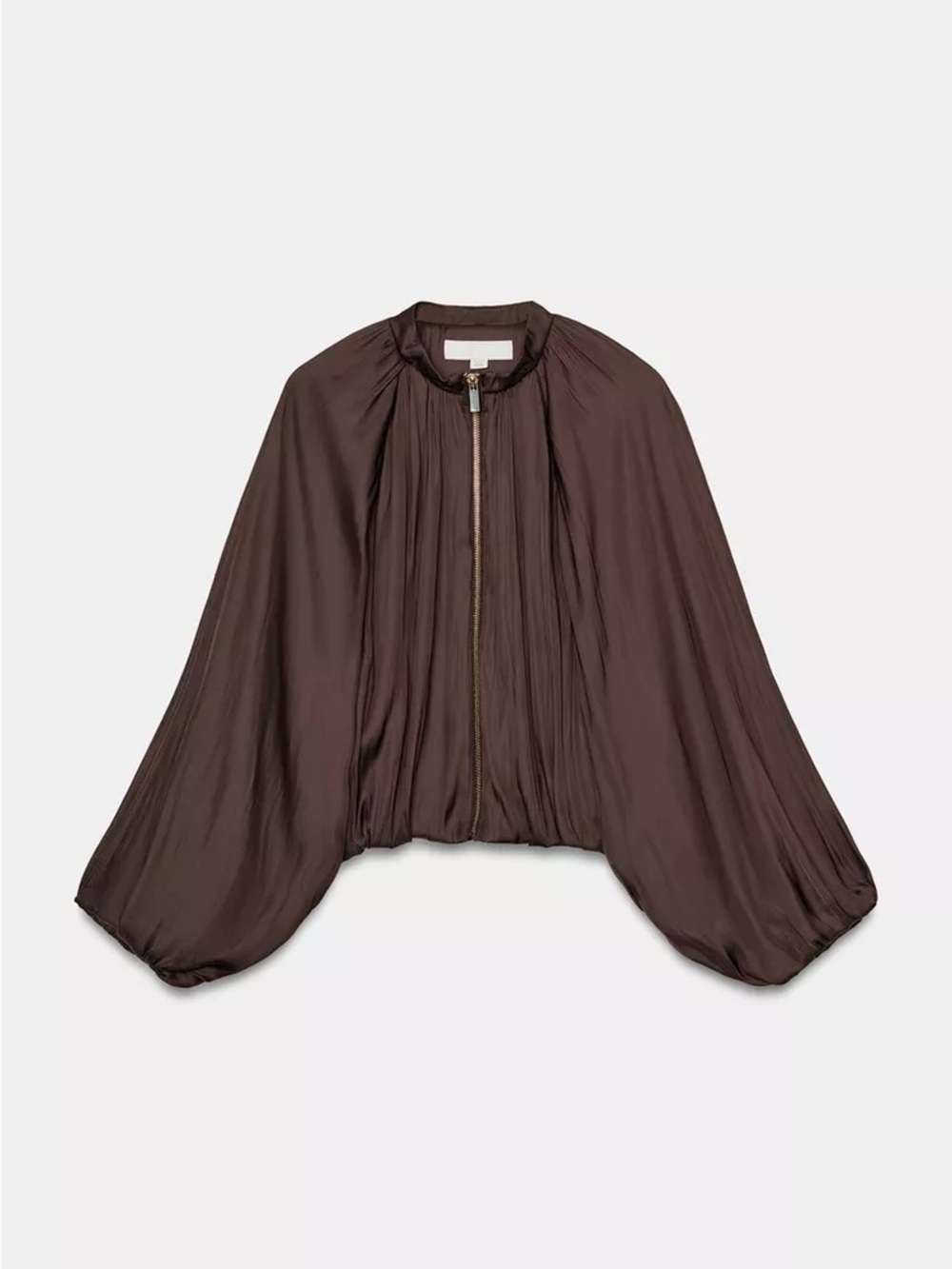 NWT Zara Woman SATIN BALLOON BOMBER JACKET Brown Size M Medium